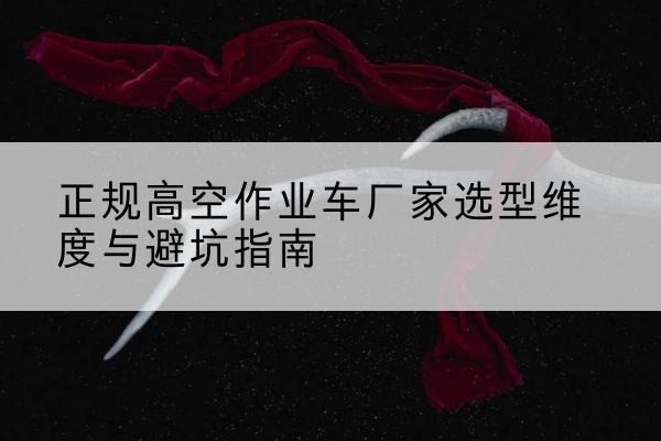 加查高空作业车厂家-正规选型维度与避坑指南